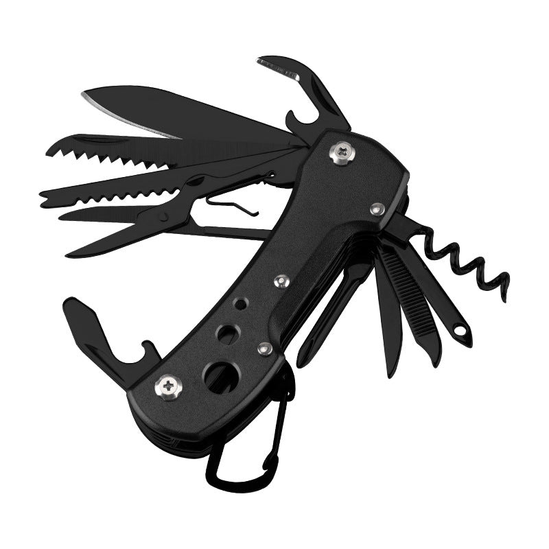 15 Function All in One Mysterious Black Folding Multi Function Pocket Knife