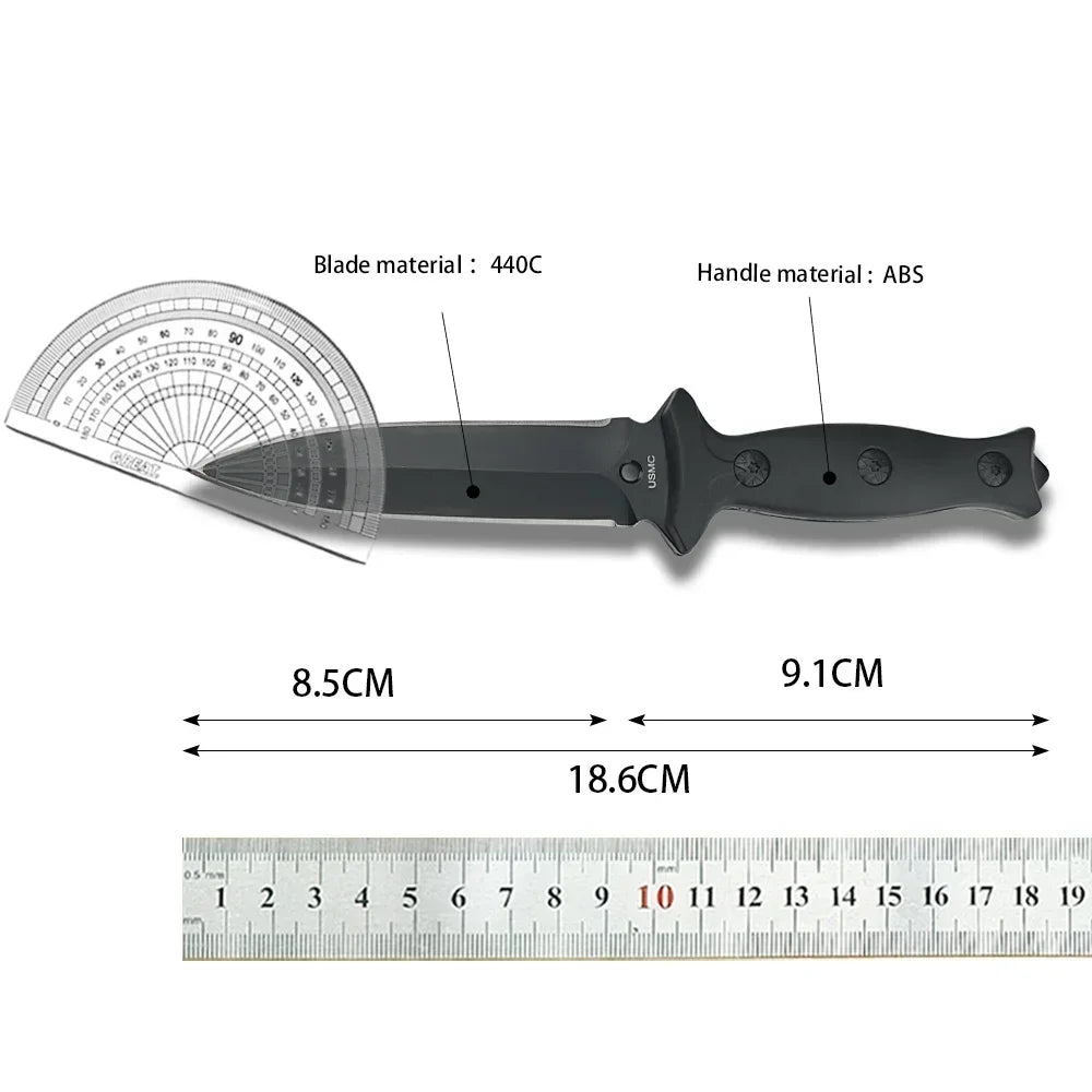 NNEOBA Hunting Tactical Fixed Blade Knife Black
